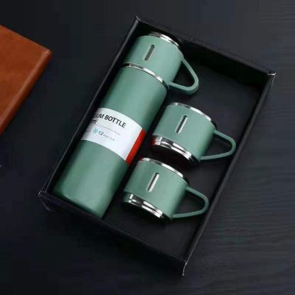 Premium Insulated Vacuum Flask with 3 Cups – 500 ml এর ছবি
