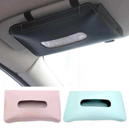 PU Leather Car Tissue Holder for Sun Visor or Back Seat এর ছবি