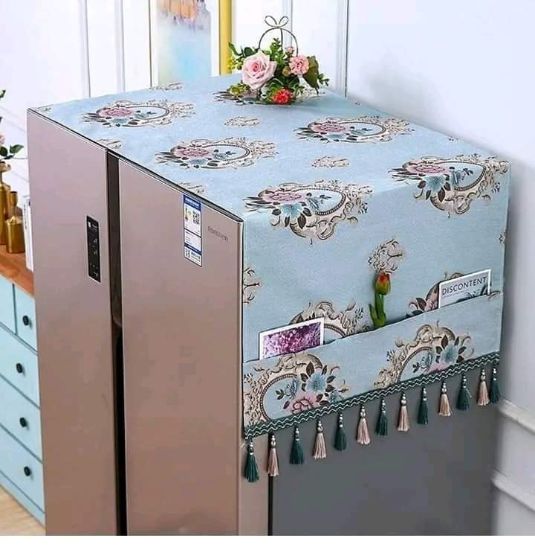 High Quality Cotton Dust Proof Fridge Cover Refrigerator Dust Cover এর ছবি